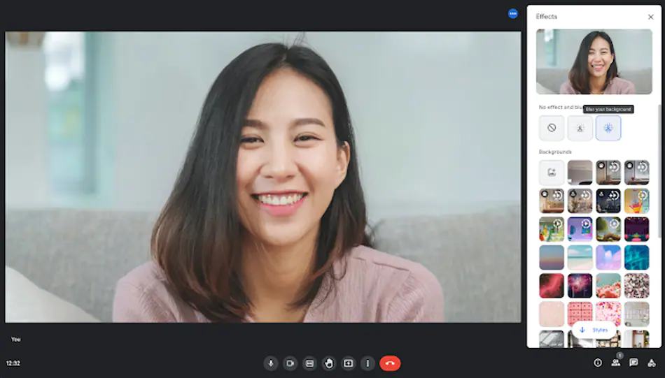 How to use visual effects in Google Meet