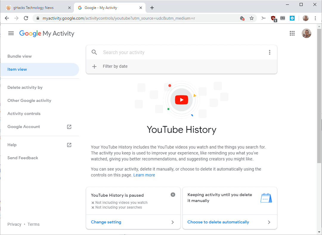 How to restore YouTube history